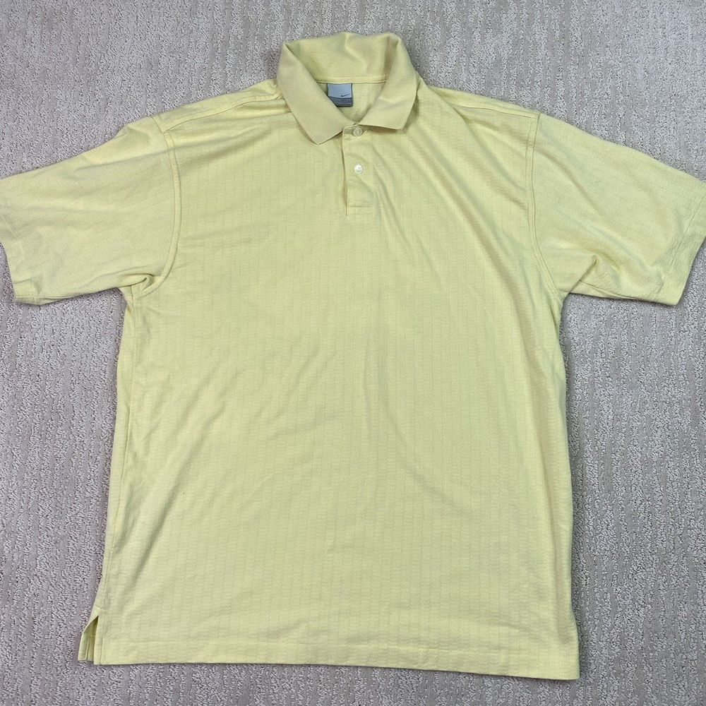 Nike Golf Shirt Mens Medium Yellow Short Sleeve